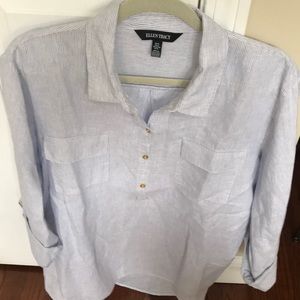 Ellen Tracy - XL - blue & white stripped shirt $20